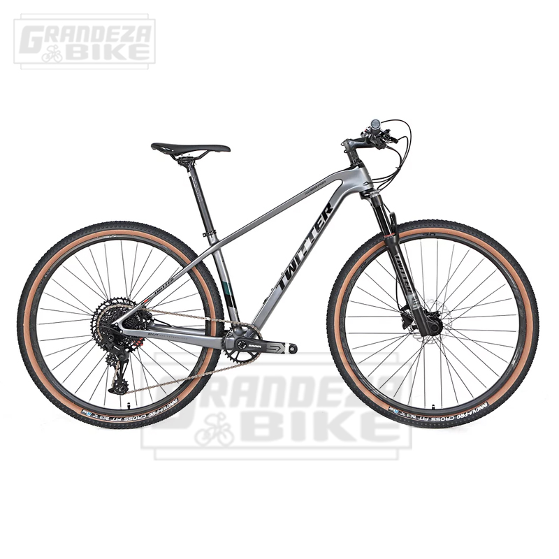 Bicicleta MTB 29" TWITTER Warrior Pro | Carbono talla S - transmision Shimano 12v - gris | Grandeza Bike Bolivia
