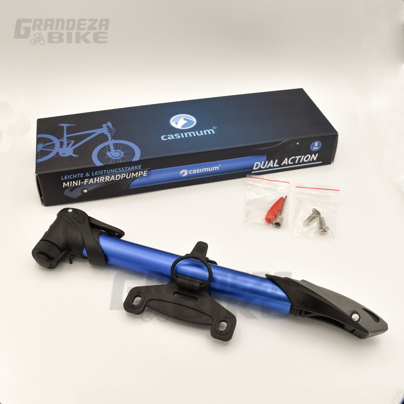 Inflador bicicleta portatir compacto CASIMUM mini bomba - azul